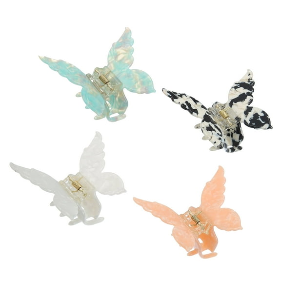 Vocoste 4 Pcs Butterfly Hair Claw Clip Cute Hair Barrettes for Women 2.95'x2.36'x1.57' Black White Pink Green