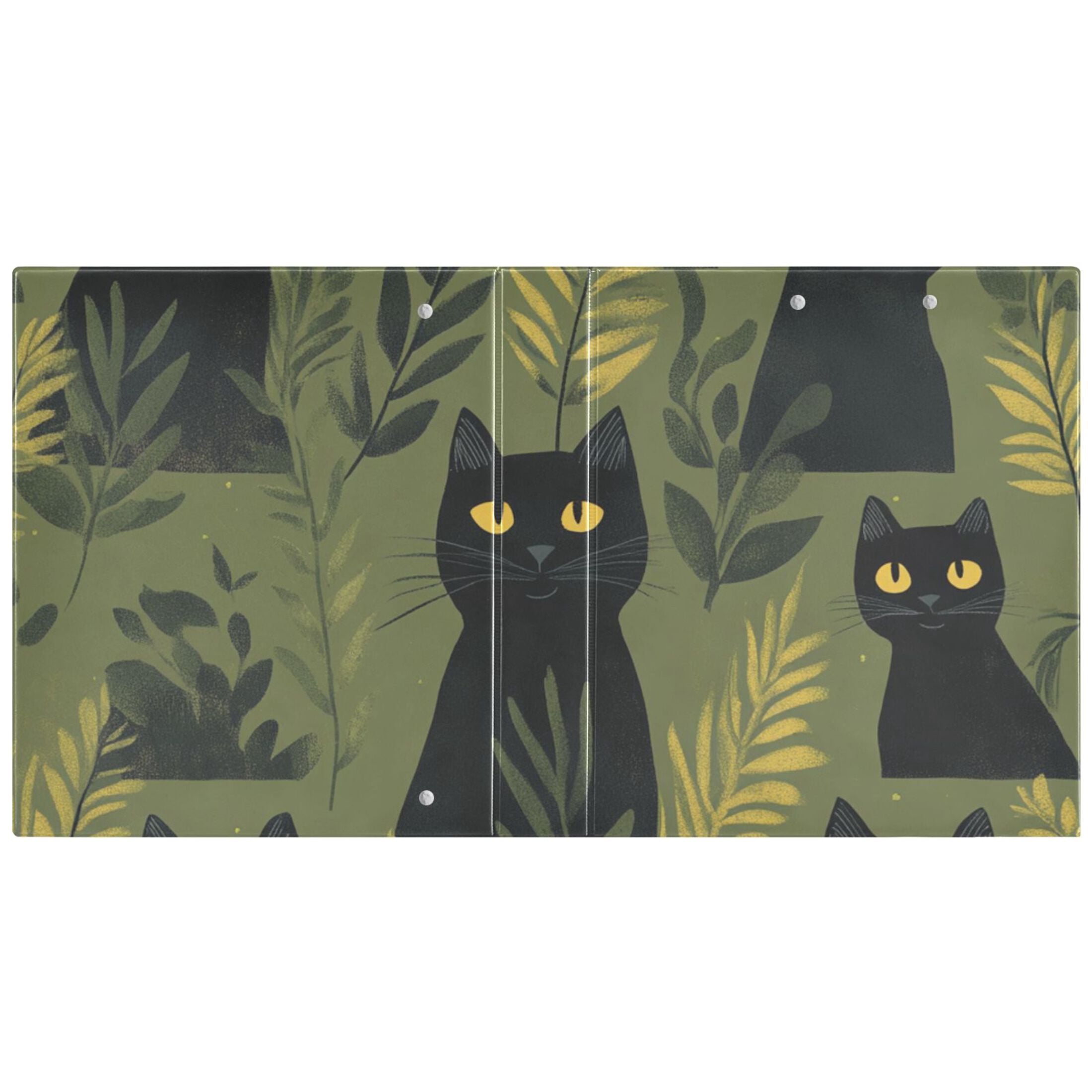 Black Cats Grass 3 Ring Binders 1.5 inch Hardcover File Folders with Interior Pockets A4 Size Organizer for School Office Hospital