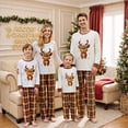 thumbnail image 3 of Nibbcoa Christmas Family Pajamas Matching Set Long Sleeve Elk Print Tops and Plaid PantsSleepwear, 3 of 8