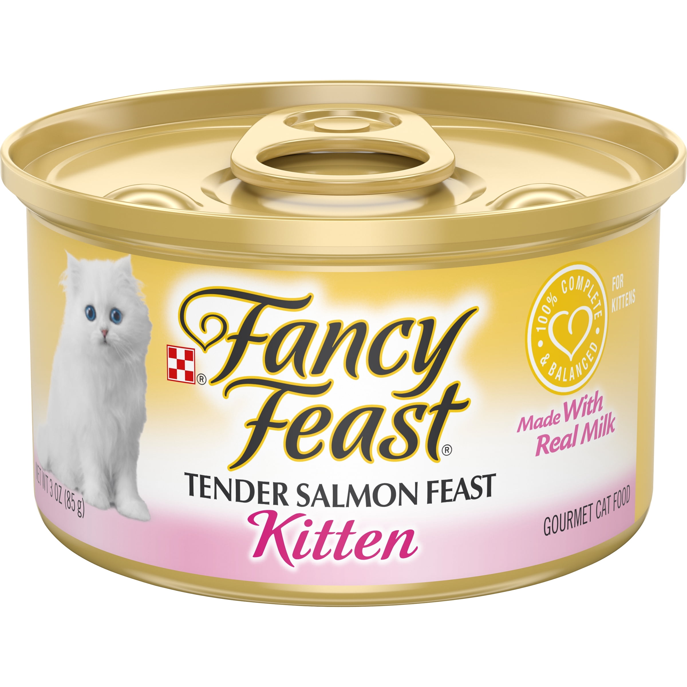 Fancy Feast Grain Free Pate Wet Kitten Food, Tender Salmon Feast, 3 oz