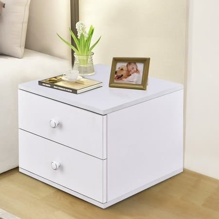 Two Drawer Bed Side Cabinet - Costway 13