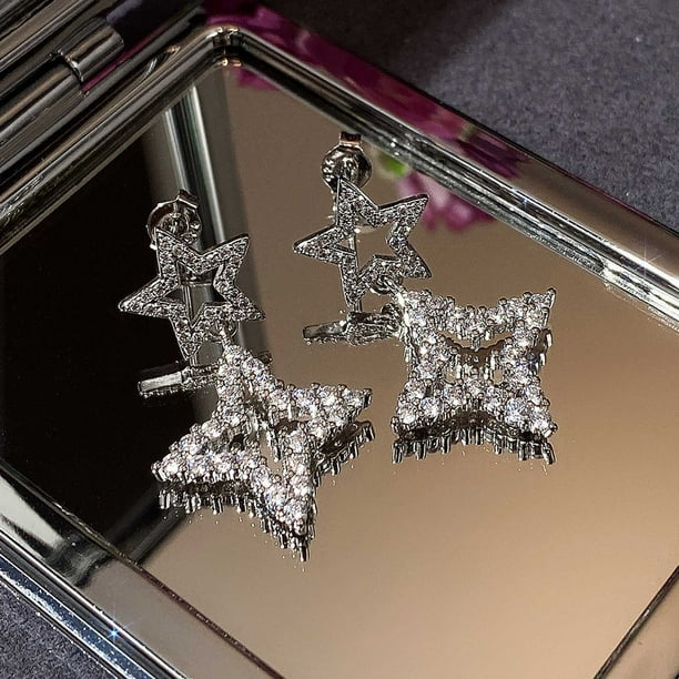 Xihbxyly Pendientes de Circonita, Elegantes Joyas con Diseño Geométrico, Deslumbrantes Detalles con Incrustaciones, Ideales para El Día a Día, Regalo de Cumpleaños o Boda, Ideales para Novias o para