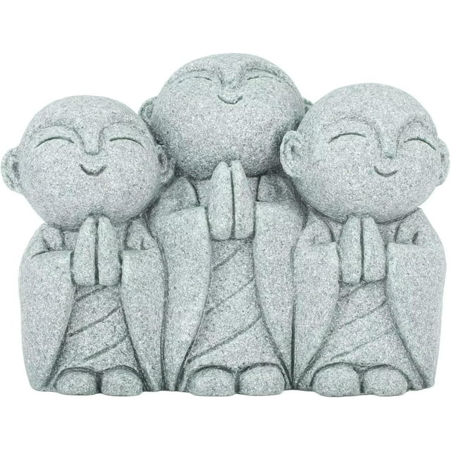 SEEK RARE Mini Monk Buddha Statue Green Sandstone Statues Zen Monk Praying Statue Sculptures for Wealth Good Luck Feng Shui Decor Home Fish Tank Aquarium Garden (Style 2)