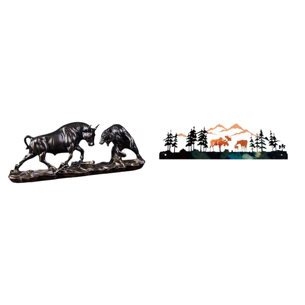 Estatua de escritorio,Figura decorativa de pelea de toros y osos,Colecciones de esculturas de toros,artesanía de resina,decoración,Escultura de pared,Escultura decorativa de pared con flores