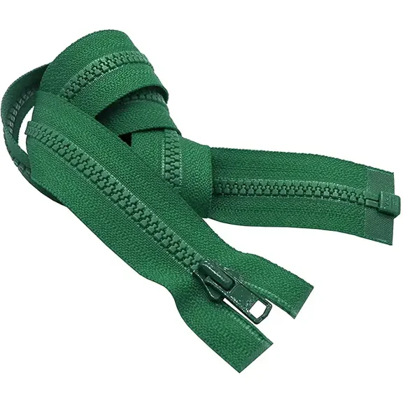 YKK #3 Molded Vislon Kelly Green Lightweight Jacket Separating Zipper - Color: Kelly Green #529 - Made in The United States (1 Zipper Per Pack) (24" Inches)