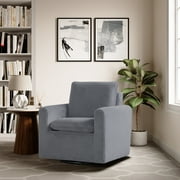 Lifestyle Solutions Lyndsey Modern Swivel Accent Chair, Charcoal Fabric