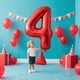 thumbnail image 2 of Globo número 4 rojo de 40 pulgadas para decoración de cuarto cumpleaños, 2 of 6