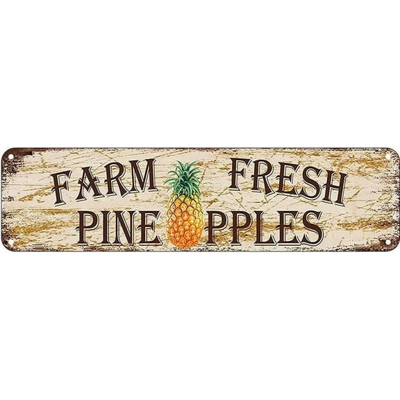 Metal Sign Farm Fresh Pineapples Vintage Signs Retro Tin Signs Aluminum Sign for Kitchen Home Garden Wall Bar Cafe Decor 4x16 Inch