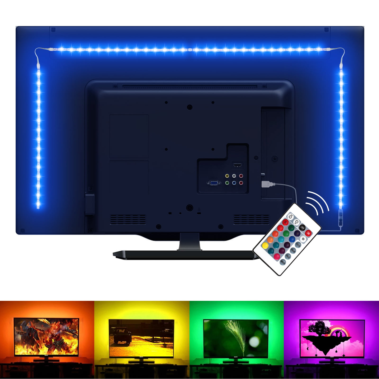 Details about   59 Inch USB LED TV Strip,IP65 Waterproof 5V RGB LED TV Backlighting Strip HDTV 