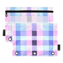 ALAZA 2 Pack Pencil Pouch Checkered Plaid-a5 Pencil Case for 3 Ring Binder Clear Window Pencil Bag Organizers
