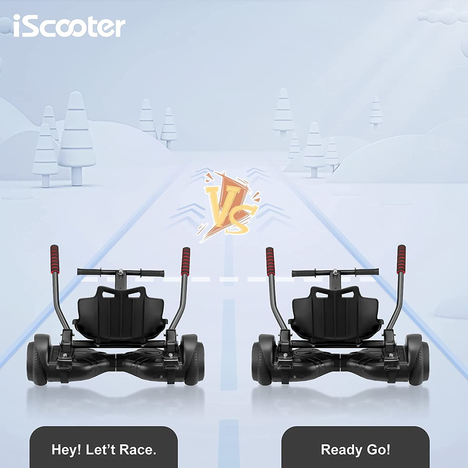 iScooter Go Kart Attachment For Hoverboard,Hoverboard For Kids Cart Clearance,Adjustable Hover Cart For Adult-Black