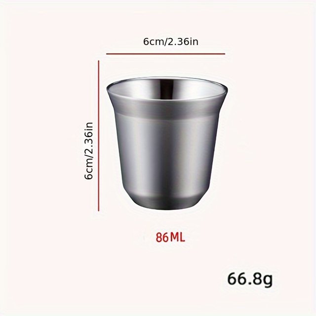 HLONK Tasses à Expresso en Acier Inoxydable Lot de 2 2.91oz Double Paroi Isolée Tasses à Café Rondes Réutilisables Incassables Démitasse en Métal Multifonction pour Café Thé Lait Jus - Lave-Vaisselle