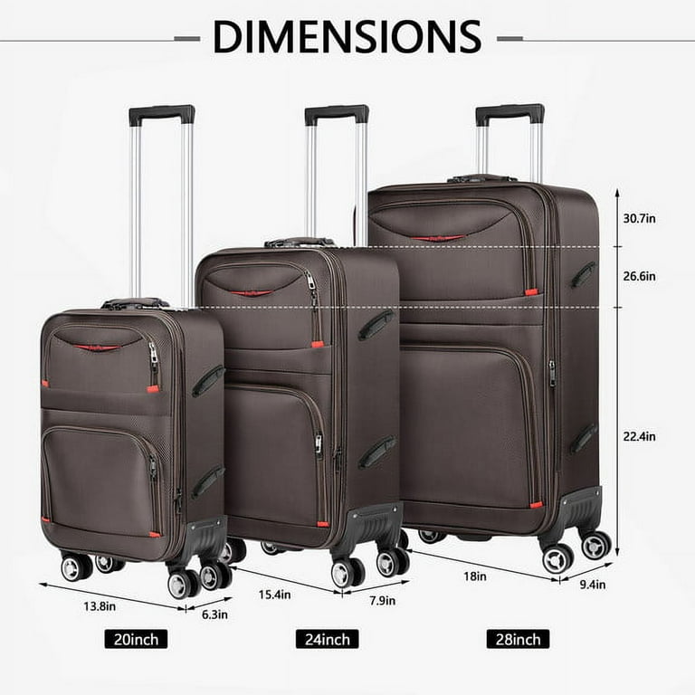 Hikolayae Jingpin 3-Piece Softside Spinner Set, Space Brown, Carry