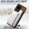 thumbnail image 2 of Nalacover Case for Samsung Galaxy S20 Ultra Wallet Case with Card Slots Zipper Pocket, Floral Pattern PU Leather Flip Kickstand Cover for Women Girls, RFID Blocking Shockproof Case, Brown, 2 of 9