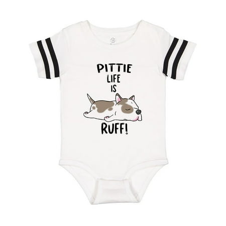 

Inktastic Pittie Life is Ruff! Spotted Pit Bull Gift Baby Boy or Baby Girl Bodysuit