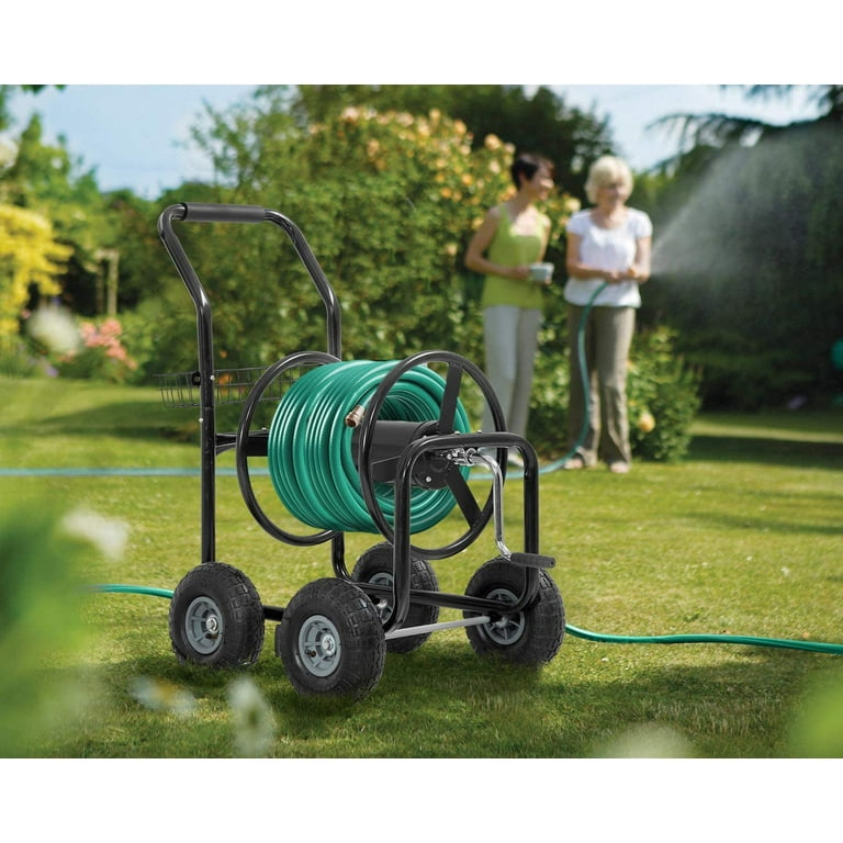 Garden Hose Reel Cart with Wheels Garden Lawn Water Truck Water Planting  Cart Heavy Duty Outdoor Yard Water Planting Holds 300-Feet of 5/8-Inch Hose