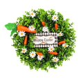 thumbnail image 3 of Corona de Pascua hecha de zanahorias, decoración vegetal con eucalipto y flores artificiales para la puerta principal, letrero " ", 3 of 9