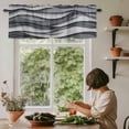 thumbnail image 5 of Water Ripple Window Valance Curtain Grey White Black Rod Pocket Short Curtain for Living Room, Bedroom & Kitchen Window Decor 42x18in, 5 of 8