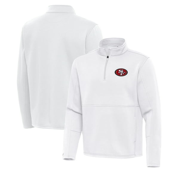 Men's Antigua White San Francisco 49ers Twist Quarter-Zip Pullover Jacket