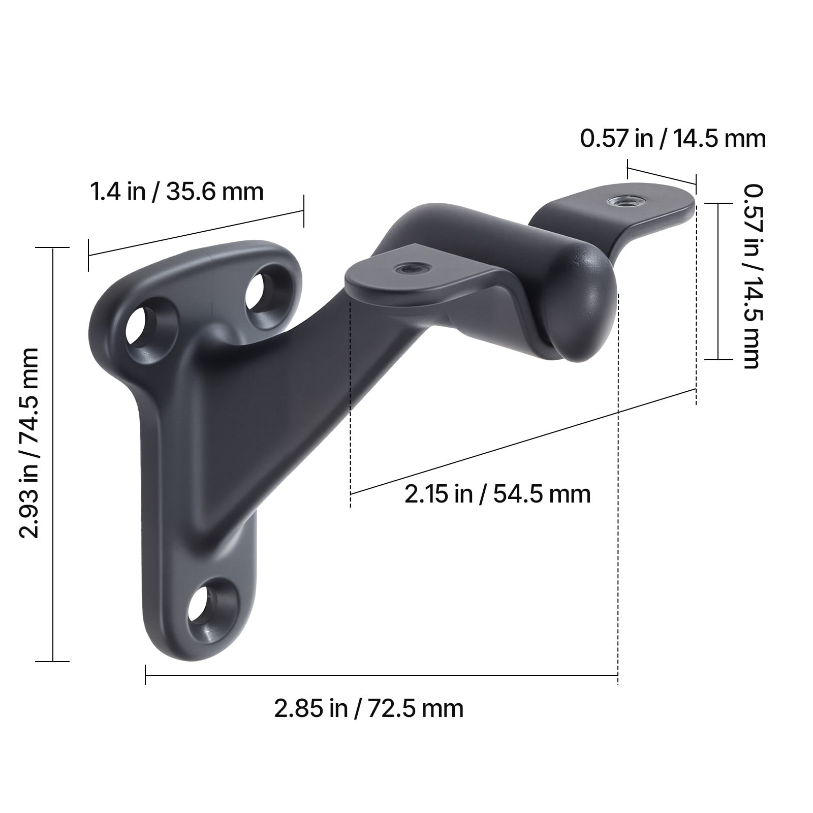 VEVOR Handrail Hardware Bracket, 6 Packs Heavy Duty Hand Rail Brackets, Flexible Angle Adjustment & Easy Install, Stair Railing Hardware for Stairways Handrail, Staircase,Matte Black