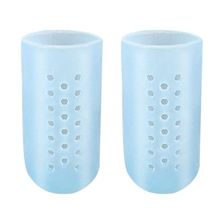 Gel Toe Protector Silicone Toe Caps Toe Sleeve Protectors for Corns Blisters and Ingrowns Toenails Fret Press (Light Blue, XS)