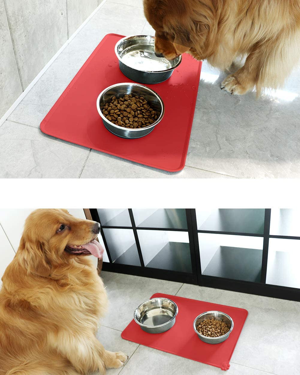 GetUSCart- Gorilla Grip Silicone Pet Feeding Mat, Easy Clean, Large,  18.5x11.5, Waterproof, Dishwasher Safe Dog, Cat Mat, Raised Edges, Placemat  Tray to Stop Food Spills and Water Bowl Messes on Floor, Turquoise