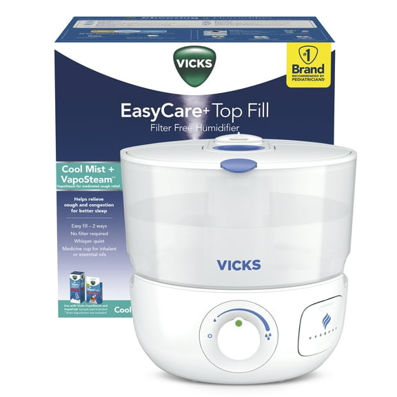 Vicks EasyCare Top Fill Ultrasonic Cool Mist Humidifier, 400 sq ft, White, VUL585