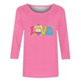 thumbnail image 4 of Xihbxyly Hauts Décontractés pour Femmes T-shirt Imprimé Col Rond de Pâques Manches 3/4 Col Rond Chandail Tendance à Petit Prix, 4 of 5