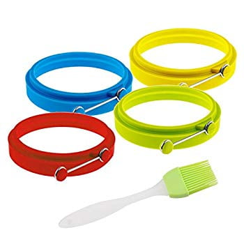 Silicone Egg Rings Round Non Stick Fried Egg Mold Pancakes Maker Molds Breakfast Egg Sandwich Cooker Maker 4 Pack 4 Color With 1 Free Spray Brush Walmart Com Walmart Com