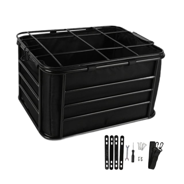 AWHAO Rear Bicycle Basket Black Stylish Large Capacity Cargo Basket Sundries Organizer With Lined Bag