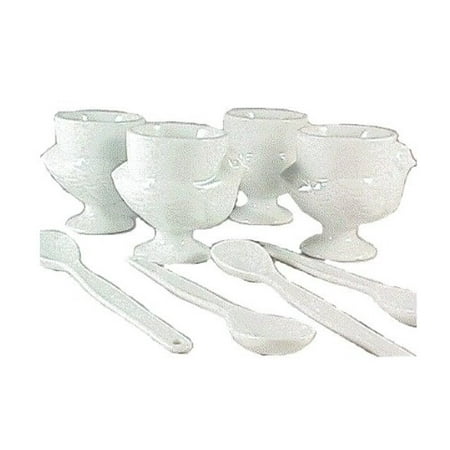 Porcelain Egg Cup Set - RSVP 8 Piece Egg Cup & Spoon Set