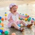 thumbnail image 5 of ZXLBBD Girls' Swimwear Toddler Baby Bow One Piece Romper with Hat Bathing Suit Kids Rash Guard Lightweight Vacation Outfit, 5 of 7
