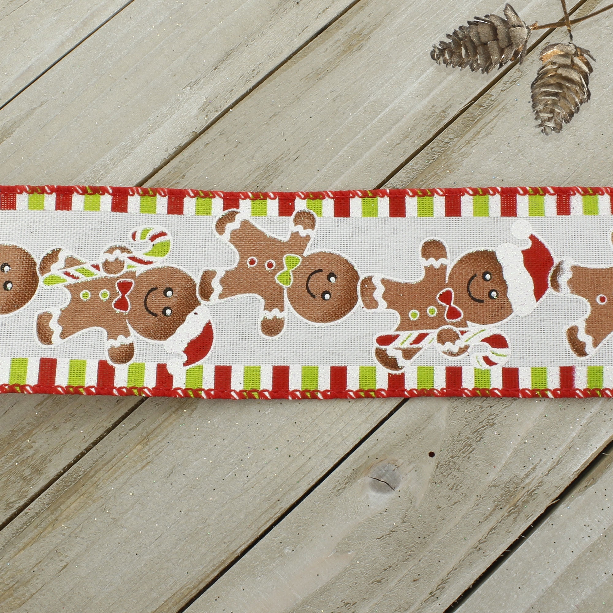 Ribbon Traditions Wired Ribbon Christmas Gingerbread Man 2 1/2" by 25 Yards