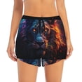 thumbnail image 2 of Gukieu Forest Cool Lion Print Women's Sports Shorts with Drawstring Elastic Waistband for Running, Yoga, Fitness-Large, 2 of 7