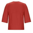 thumbnail image 6 of Hurxie Women's Linen 3/4 Sleeve Blouse V Neck Summer Casual Loose Tops Red M, 6 of 7