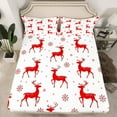 thumbnail image 2 of jejeloiu Wild Deer Twin Sheet Sets,Jungle Animal Twin Fitted Sheet,Merry Christmas Snowflake Flat Sheet For Girl,Red White Home Decor,3pcs, 2 of 7