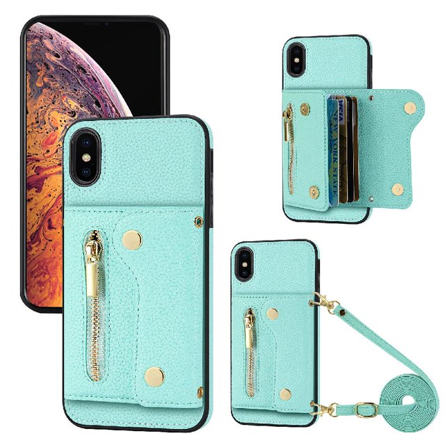 Funda para iPhone X/XS ligera, gran capacidad, correa larga, mini mochila con ranuras para tarjetas