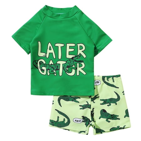 

URMAGIC 1-5T Toddler Baby Boys Short Sleeve Rash Guard Trunks Two Pieces Swimsuits Cartoon Swimwear
