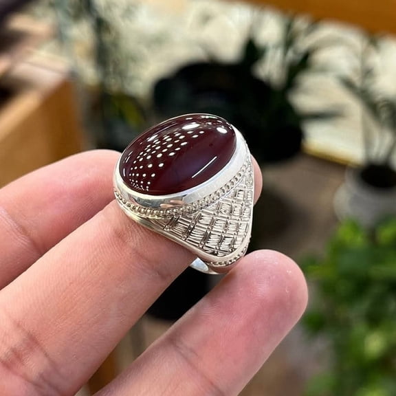 Maa Karni Natural 7.50 Carat Brown Chalcedony/ Sulemani Hakik aqeeq Gemstone Panchdhatu or 925 Sterling Silver Ring for Mens & Womens