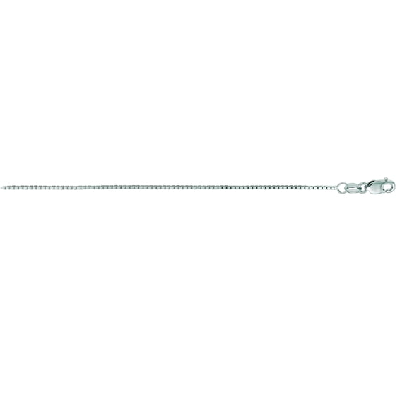 14k White Gold 1.0mm Shiny Classic Box Chain With Lobster Clasp Necklace 24 Inch Chain Necklace for Women and Men