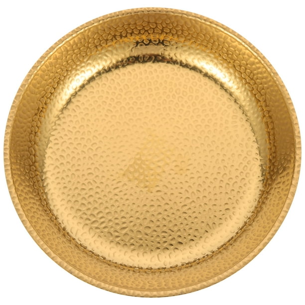 Plato redondo de acero inoxidable, plato vintage, plato de metal, plato de camping