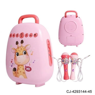 Adofi Portable Karaoke Machine with 2 Microphones, Bluetooth, and Voice Changer, Toys for Girls 3 6 Years - Pink