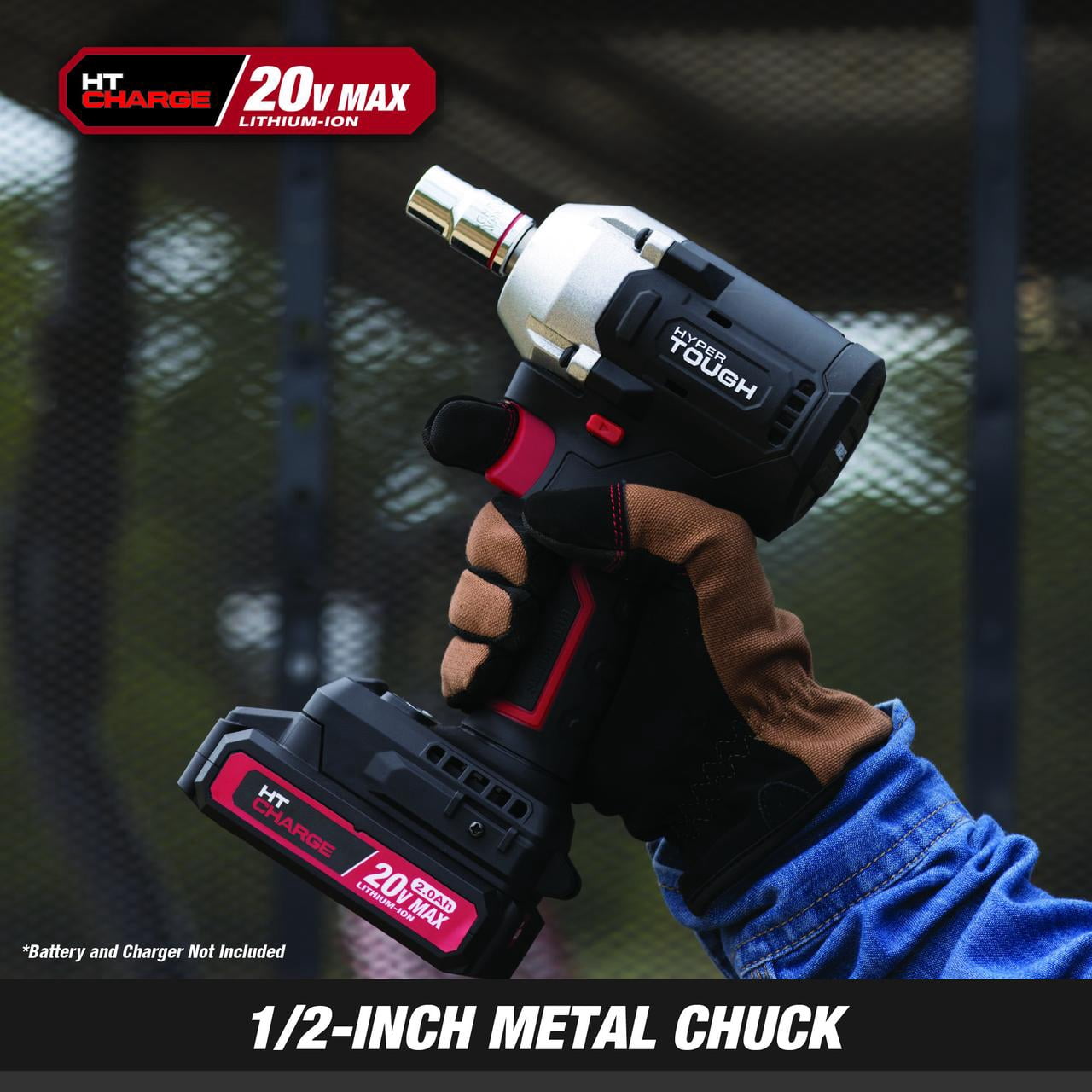 Hyper Tough 20V Max Brushless 1/2-inch Cordless Impact Wrench 350 ft-lbs Torque - (Tool Only)