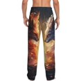 thumbnail image 3 of Picia Red And White Flame Fox Mens Soft Woven Cotton Elastic Waistband Sleep Pajama Pant Lounge Sleep Pant With Pockets And Drawstring-Small, 3 of 9