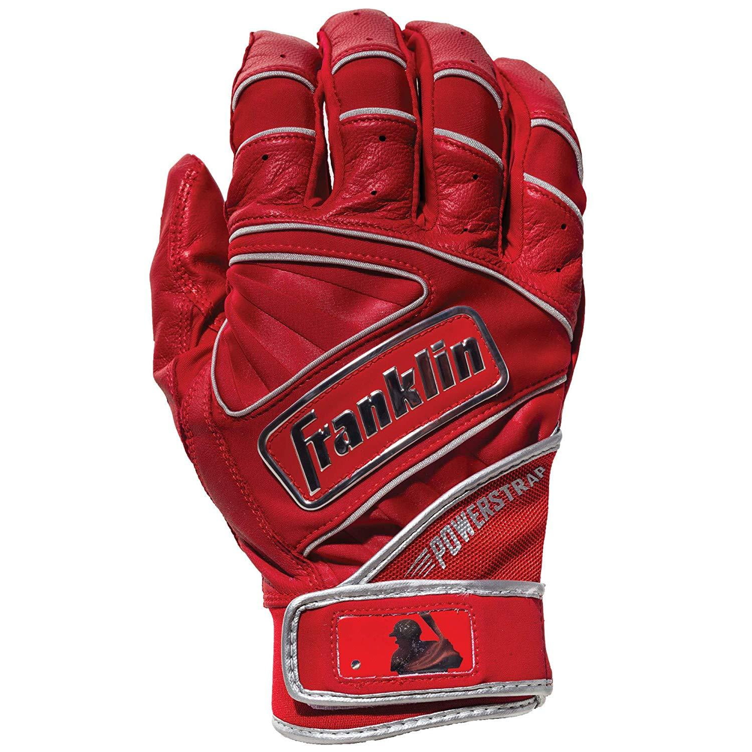 Franklin Chrome Powerstrap Youth Batting Gloves Red