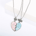 thumbnail image 4 of 2 Pcs Set Sequin Split Heart Best Friends Forever Friendship Necklace Pendant Gift, 4 of 5