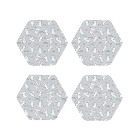 

Tideii Fun Rabbit for Leather Coasters 4 Pieces Anti-fouling and Anti-scalding Decorative Coasters Suitable for Restaurants Kitchens Coffee Shops-Hexagon