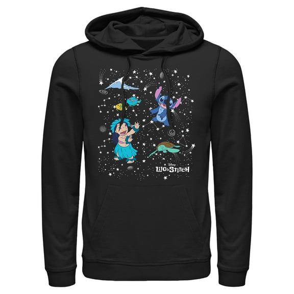 Men's Lilo & Stitch Aloha From Space Pull Over Hoodie Black Medium