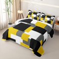 thumbnail image 3 of Castle Fairy Minimalist Overlapping Square Block Twin Quilt Set 2 Pieces,Vintage Mosaic Twin Coverlet Set,Yellow Gray Black,1 Bedspread and 1 Pillowcase, 3 of 7