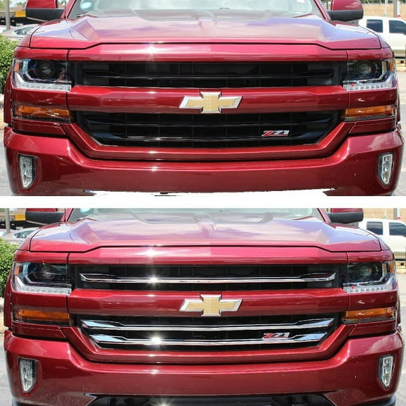 Chrome ABS Plastic Grille Overlays 3Pc Fits Chevrolet Silverado 2016-2018 ABS487